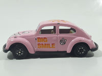 Vintage Yatming No. 1009 Volkswagen Beetle Big Smile Pink Die Cast Toy Car Vehicle