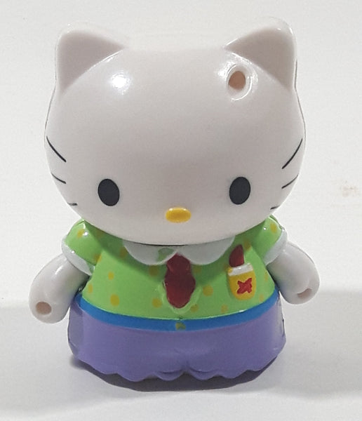 Rare 2003 Bandi Sanrio Hello Kitty School Girl Business Attire 1 7/8" Tall Toy Figure with Removable Snap On Clothes