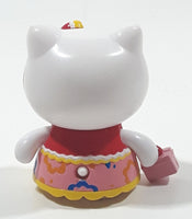 2003 Bandi Sanrio Hello Kitty Collection 1 7/8" Tall Toy Figure with Removable Snap On Clothes and Picnic Basket Accessory