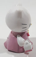 2003 Bandi Sanrio Hello Kitty Collection Fashion Dress Kitty 1 7/8" Tall Toy Figure with Removable Snap On Clothes and Picnic Basket Accessory
