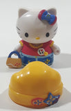 Rare 2003 Bandi Sanrio Hello Kitty Collection 1 7/8" Tall Toy Figure with Removable Snap On Clothes and Purse Basket Accessory and Hair Bow