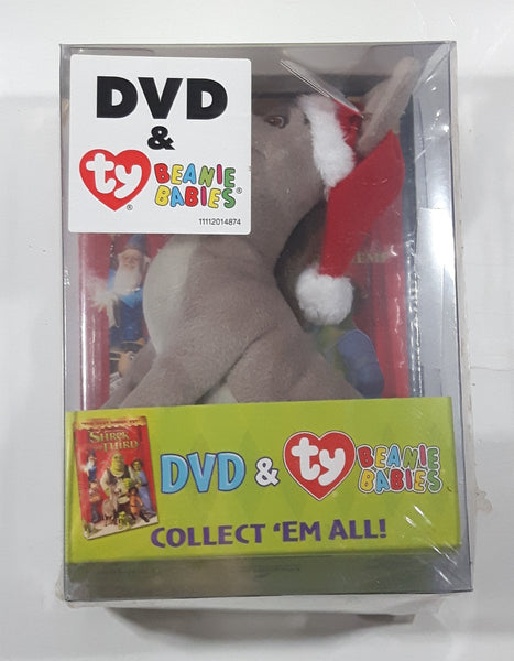 2008 Ty Beanie Babies Dreamworks Shrek The Third DVD and Donkey Character 7" Stuffed Plush Toy New in Plastic