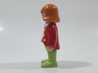 1990 Geobra Playmobil Youth Girl with Light Brown Hair in Red Sweater and Green Pants 2 3/4" Tall Toy Figure