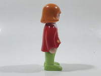 1990 Geobra Playmobil Youth Girl with Light Brown Hair in Red Sweater and Green Pants 2 3/4" Tall Toy Figure