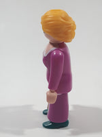 1987 Geobra Playmobil Woman with Blonde Hair In Light Purple Dress 3" Tall Toy Figure