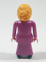 1987 Geobra Playmobil Woman with Blonde Hair In Light Purple Dress 3" Tall Toy Figure