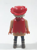 2002 Geobra Playmobil Grey Hair Pirate Red Hat Red Vest Brown Shirts Black Pants 3" Tall Toy Figure