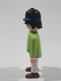 1992 Geobra Playmobil Black Hair Equestrian Horse Rider Green Jacket White Pants 3 1/8" Tall Toy Figure