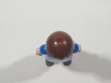 2010 Geobra Playmobil Brown Hair Stubble Beard Mixed Blue Striped Shirt Brown Capri Pants 2 3/4" Tall Toy Figure