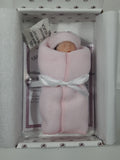 The Ashton Drake Galleries Handful of Innocence 4 1/2" Tall Infant Baby Doll in Pink Blanket with COA in Box