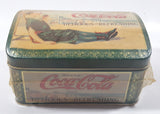 Drink Coca-Cola Delicious and Refreshing Girl on the Beach Green Hinged Tin Container Soda Pop Collectible