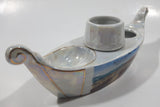 Vintage Beswick 1498 Iridescent Mother of Pearl Gold Trim Boat Shape Caviar Serving Dish