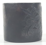 Antique 1800s Engraved Etched Silver Look Heavy Metal Napkin Holder Ring