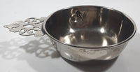 Antique Embossed Duck Pattern Single Handle Silver Metal Porringer Pottinger Bowl