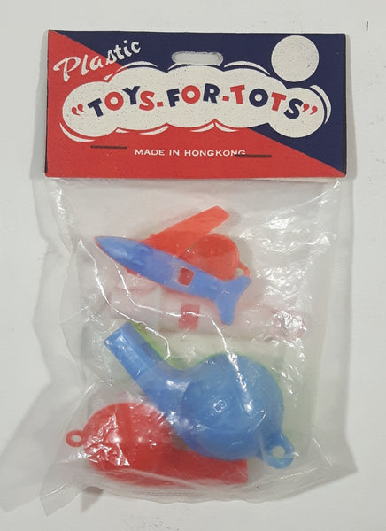 Vintage Toys For Tots Planes and Whistles Mixed Plastic Toy Lot New in Package Made in Hong Kong