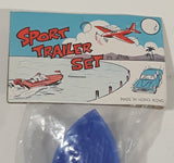 Vintage Sport Trailer Set Speed Boat Blue and Grey Plastic Toy Lot New in Package Made in Hong Kong