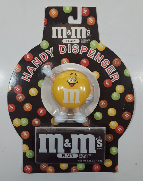 1991 Mars Inc. M & M's Brand Chocolate Candies Plain 3 1/4" Tall Yellow Character Toy Handy Dispenser Figure New in Package