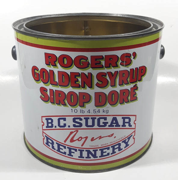 Vintage Rogers Syrup Golden Sugar Vancouver, B.C. Sugar Refinery 10lb 4.54 kg Tin Metal Can Pail