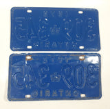 Set of 2 1972 Ontario White With Blue Letters Metal Vehicle License Plate Tag 309 345