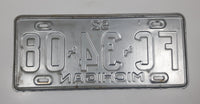 1952 Michigan Silver with Black Letters Metal Vehicle License Plate Tag FC 34 08