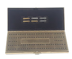 Leonard by Towle Gold Plated Travel Size Cribbage Board and 6 Peg Game Set