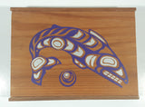 Purple Spirit Salmon Fish Native Aboriginal Art 8 1/2" Long Wood Box with Sliding Lid