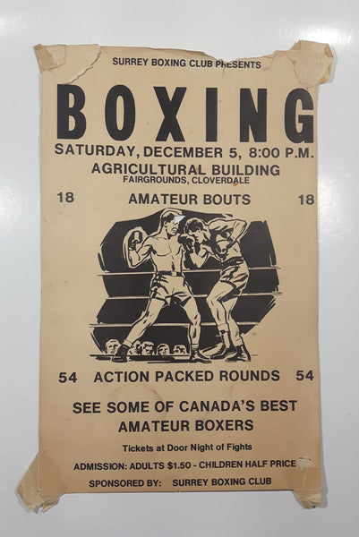 Vintage Surrey Boxing Club Amateur Boxers Event Agricultural Building Fairgrounds Cloverdale 10" x 16" Paper Poster Advertisement