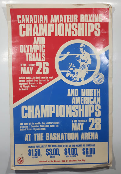 Vintage 1970s Canadian Amateur Boxing Championships And Olympic Trials And North American Champions Ships At The Saskatoon Arena 14" x 22" Paper Poster Advertisement