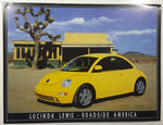Lucinda Lewis Roadside America Volkswagen New Beetle Yellow Car 12 1/4" x 16 1/2" Tin Metal Sign