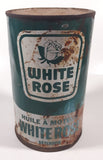 Vintage 1960s Canadian Oil Company White Rose Detergent Motor Oil One Quart Green and White 6 1/2" Tall Metal Can