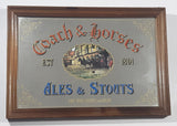 Vintage Coach & Horses Ales & Stouts Fine Wine, Spirits and Mead 9" x 13" Wooden Framed Mirror Beer Pub Lounge Bar Collectible