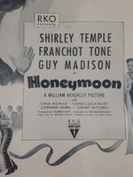 Vintage 1947 Honeymoon Movie Film Shirley Temple Framed Magazine Advertisement