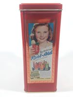 Kool-Aid Sugar Sweetened Soft Drink Mix 8" Tall Tin Metal Container With Opened Original Package