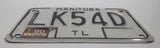 1983 Friendly Manitoba White With Black Letters Trailer Metal Vehicle License Plate Tag LK54D