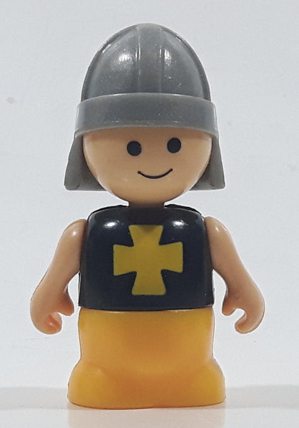 Vintage Fisher Price Little People Black and Yellow Medieval Knight 2 3/8" Tall Toy Figure