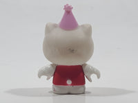 2011 Sanrio Hello Kitty with Pink Party Hat Miniature 1 5/8" Tall Plastic Toy Figure