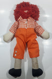 Vintage Raggedy Anne Orange and White Checkered 24" Toy Stuffed Doll