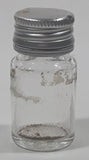Vintage T-22 2 1/2" Tall Clear Glass Medicine Bottle with Metal Lid