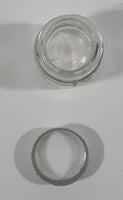 Vintage T-22 2 1/2" Tall Clear Glass Medicine Bottle with Metal Lid