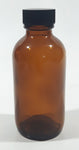 Vintage 4 1/4" Tall 6003 Brown Amber Glass Medicine Bottle with Black Plastic Lid