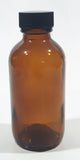 Vintage 4 1/4" Tall 6003 Brown Amber Glass Medicine Bottle with Black Plastic Lid