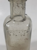 Vintage Contents 4 Fl Oz 5" Tall Embossed Glass Cork Top Bottle