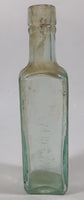 Antique 1880s Paterson's Glasgow Camp Coffee & Chicor 6 5/8" Tall Embossed Lettering Aqua Glass Bottle