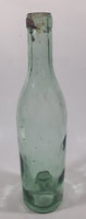 Antique Inverted Nipple Bottom 9 1/2" Tall Aqua Glass Bottle