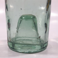 Antique Inverted Nipple Bottom 9 1/2" Tall Aqua Glass Bottle