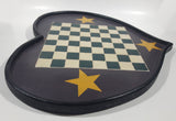 Heart Shaped Yellow Star Green and White Square Purple with Black Border Wood Chess Board Wall Hanging