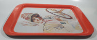Vintage 1972 Coca-Cola Girl in Duster 1909 Pinup Girl Red Metal Beverage Serving Tray Coke Cola Soda Pop Collectible