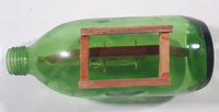Vintage Mexican Rdo de Manzanillo Detail Miniature Ship in Cork Top 7 1/4" Long Green Glass Bottle