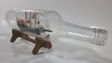 Vintage Turkey Kusadasi Ship in 12" Long Clear Embossed Glass Campari Bottle
