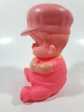 Vintage 1968 Iwai Hot Pink Sitting Baby Doll 6" Tall Rubber Toy Figure Made in Hong Kong